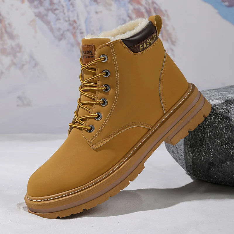 Botas De Neve Quentes Forradas Com Lã Para Homens Estilo Versátil De Outono E Inverno Tendência De Rua Ao Ar Livre