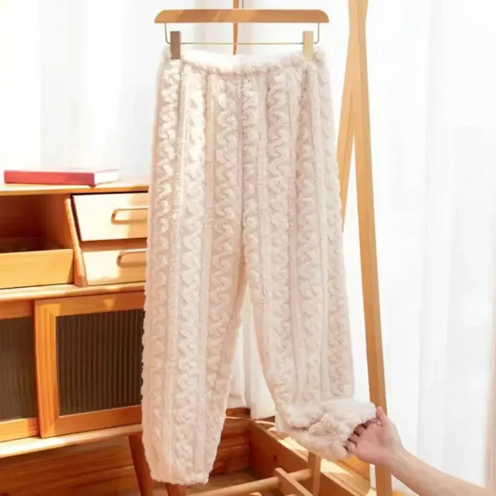 Calças De Pijama De Veludo Feminina De Inverno Calças Térmicas E Cashmere