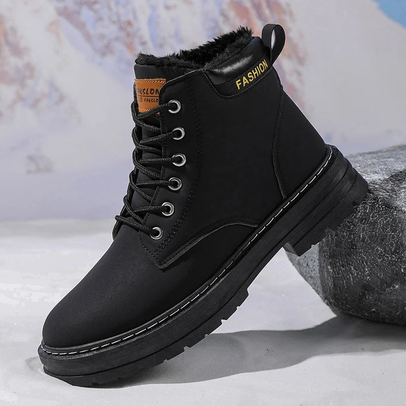 Botas De Neve Quentes Forradas Com Lã Para Homens Estilo Versátil De Outono E Inverno Tendência De Rua Ao Ar Livre