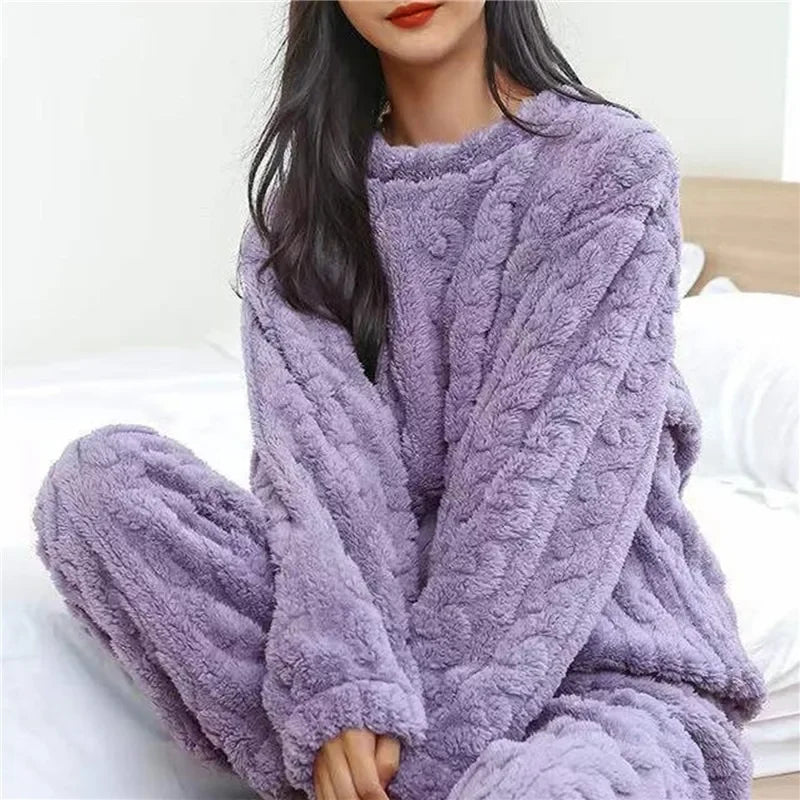 Conjunto De Pijama De Inverno Feminino Manga Longa