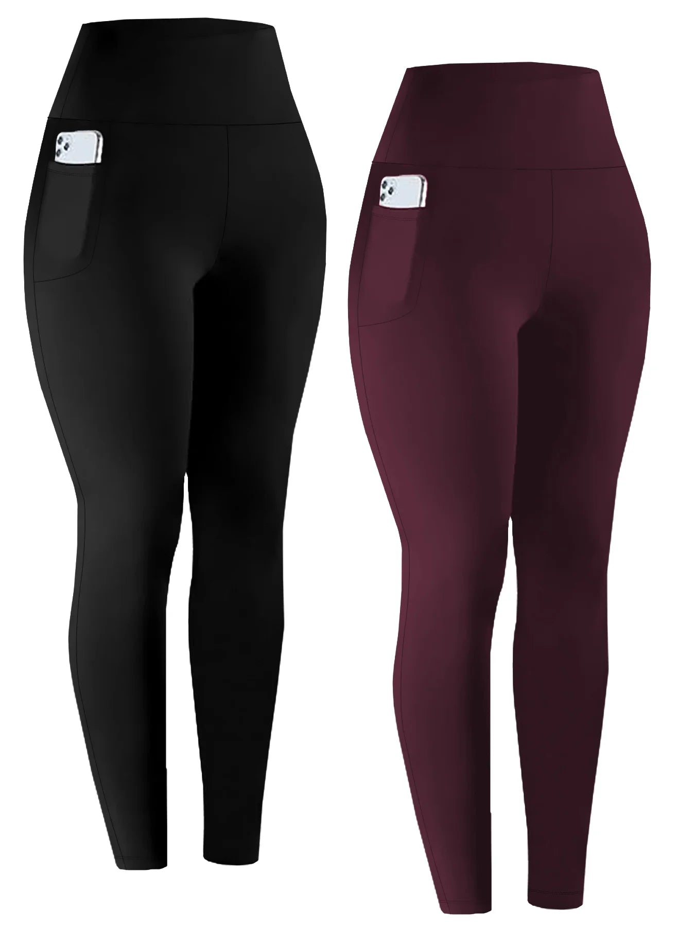 Pacote Com 2 Leggings Esportivas Supermacias Com Bolsos Para Mulheres