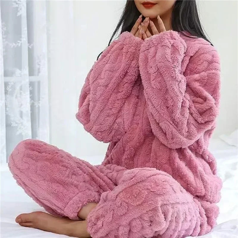 Conjunto De Pijama De Inverno Feminino Manga Longa