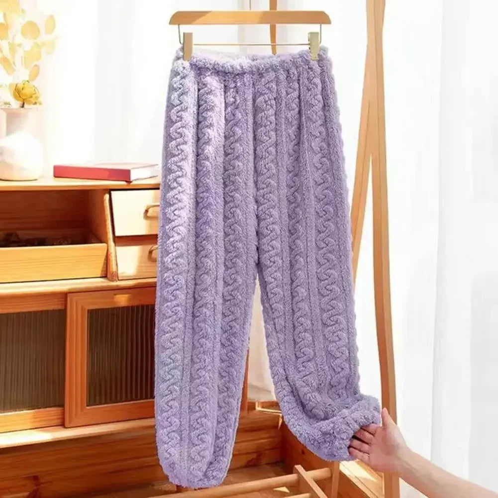 Calças De Pijama De Veludo Feminina De Inverno Calças Térmicas E Cashmere