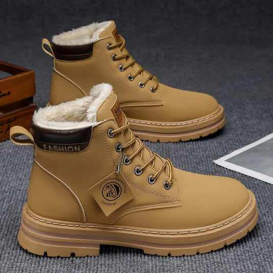Botas De Neve Quentes Forradas Com Lã Para Homens Estilo Versátil De Outono E Inverno Tendência De Rua Ao Ar Livre