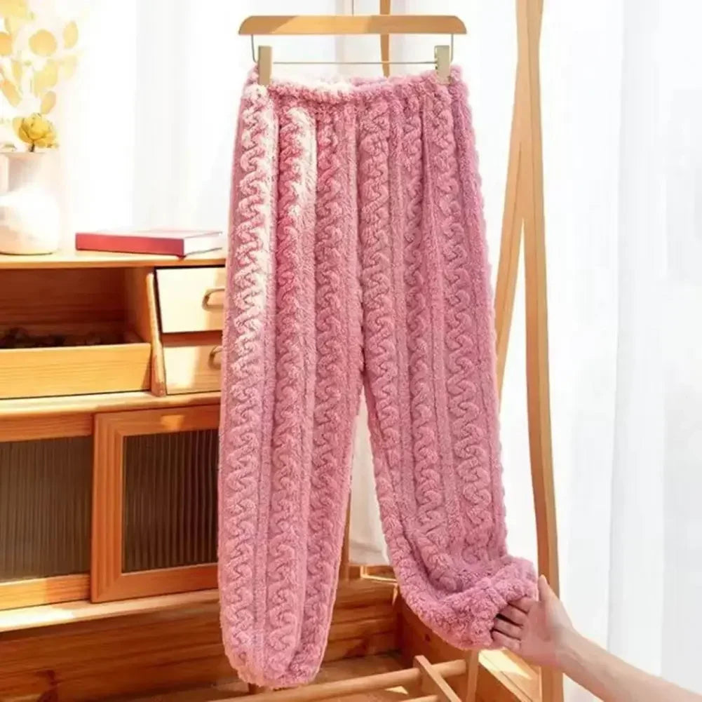 Calças De Pijama De Veludo Feminina De Inverno Calças Térmicas E Cashmere