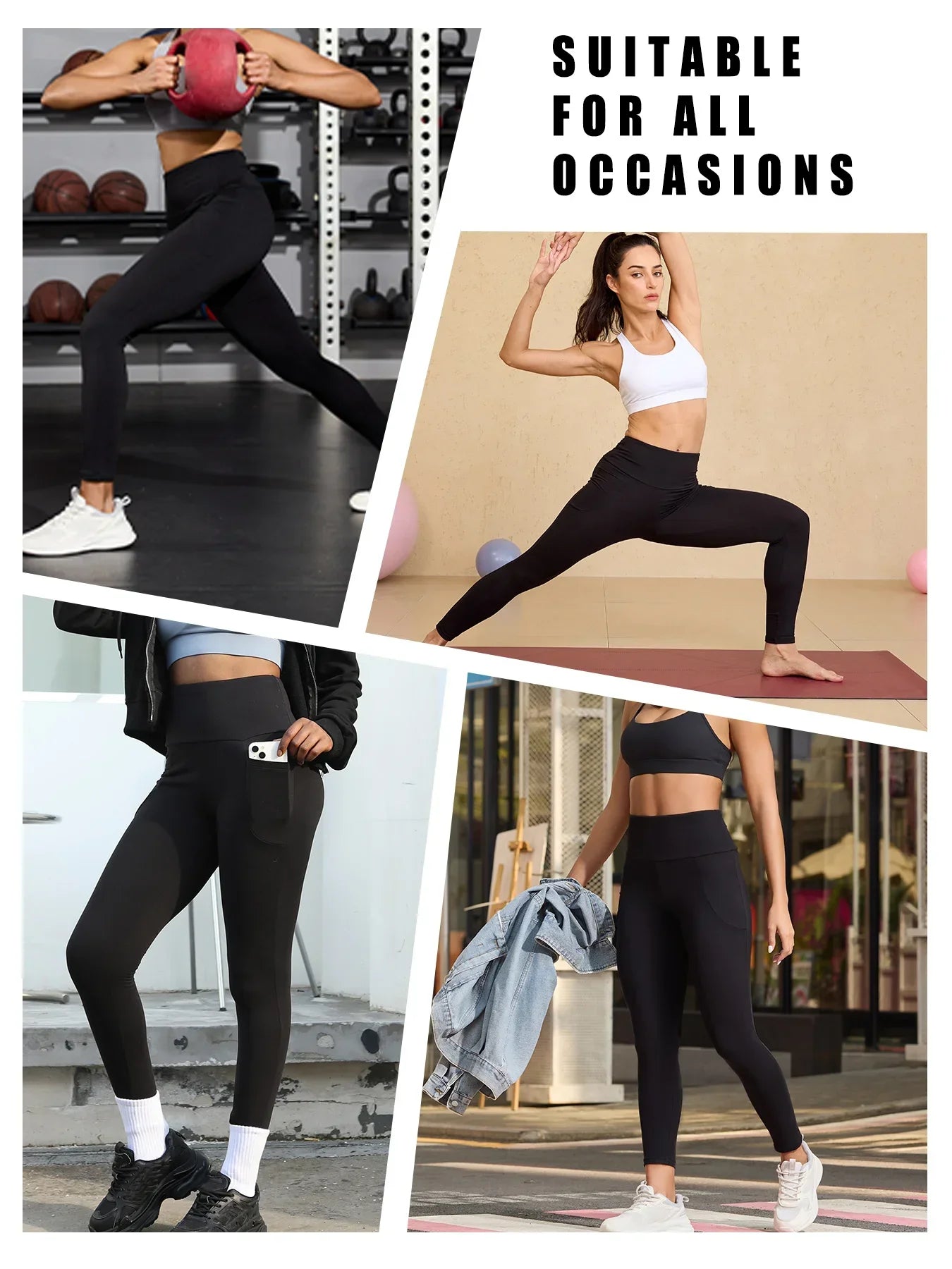 Pacote Com 2 Leggings Esportivas Supermacias Com Bolsos Para Mulheres