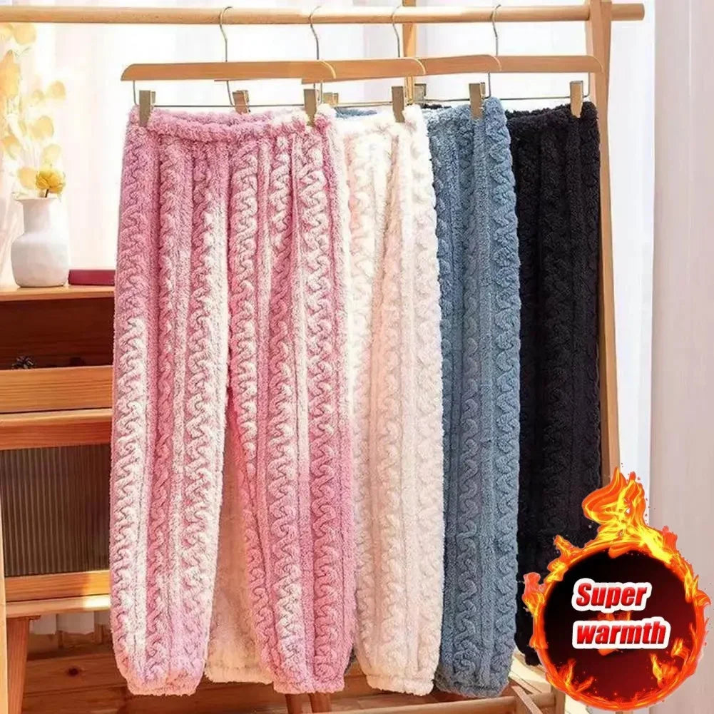 Calças De Pijama De Veludo Feminina De Inverno Calças Térmicas E Cashmere