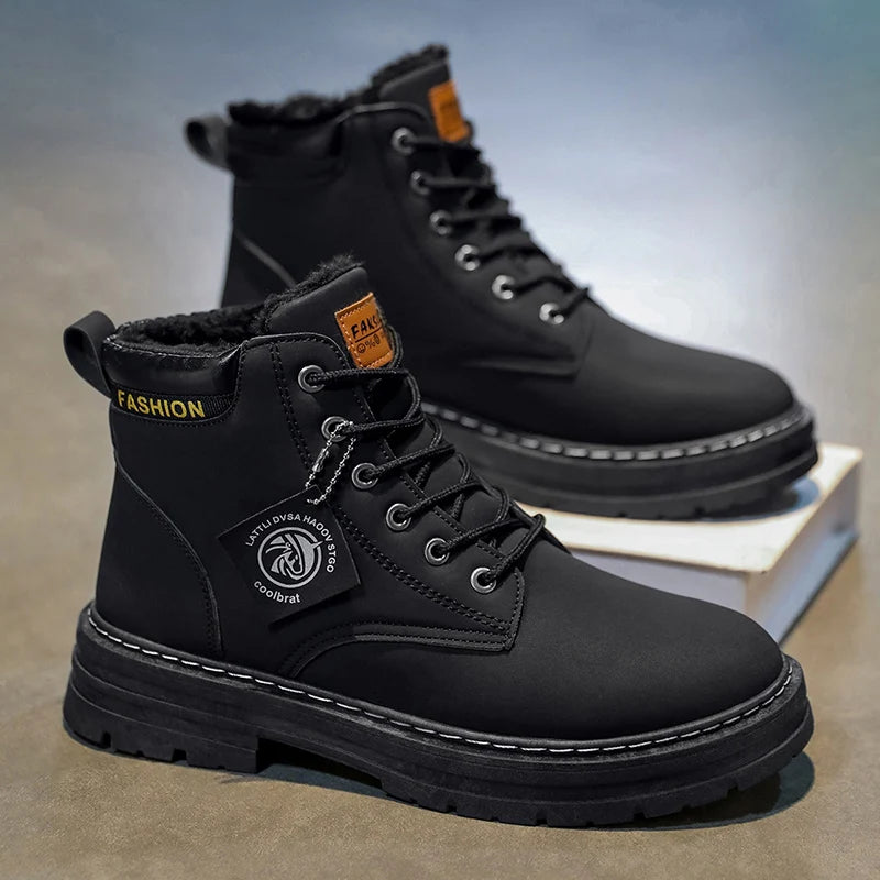 Botas De Neve Quentes Forradas Com Lã Para Homens Estilo Versátil De Outono E Inverno Tendência De Rua Ao Ar Livre