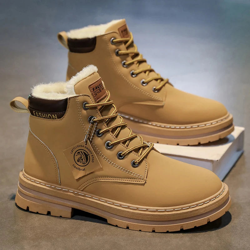 Botas De Neve Quentes Forradas Com Lã Para Homens Estilo Versátil De Outono E Inverno Tendência De Rua Ao Ar Livre