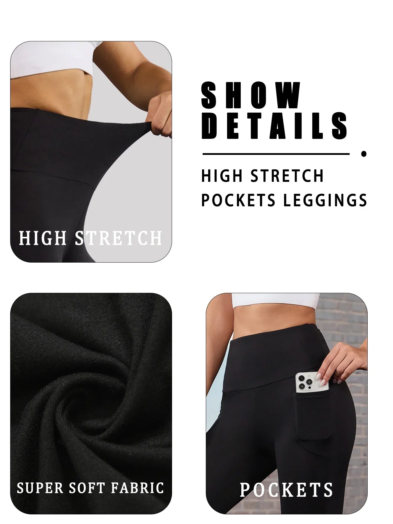 Pacote Com 2 Leggings Esportivas Supermacias Com Bolsos Para Mulheres