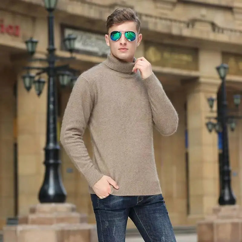 Suéter Masculino 100% Vison Caxemira Gola Alta