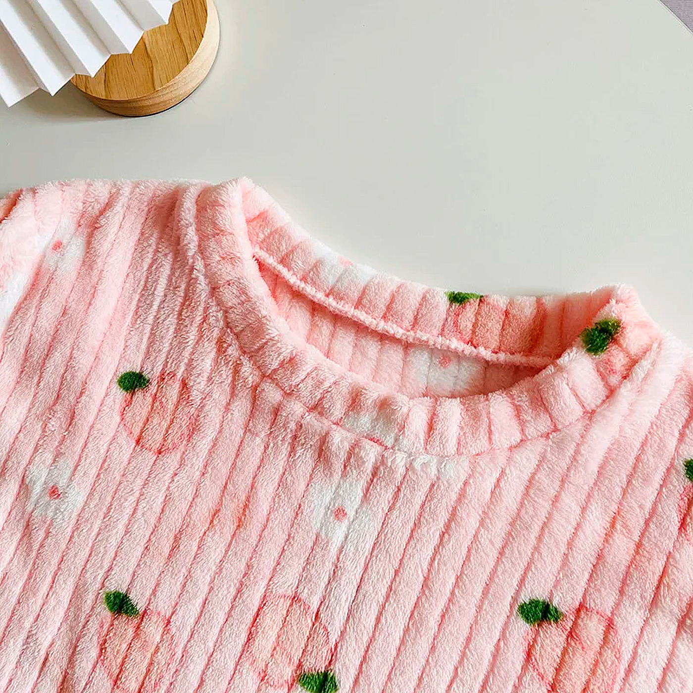 Conjunto De Pijama Feminino De 2 Peças De Lã Manga Comprida E Calça